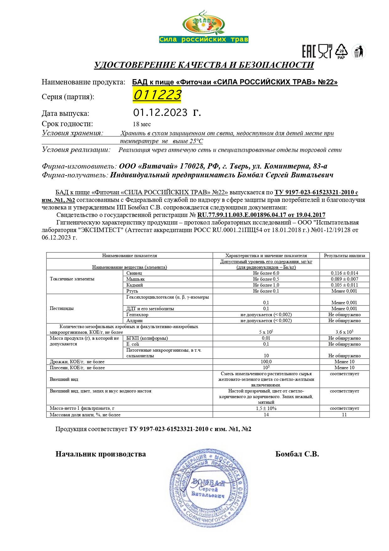 Паспорт №122023